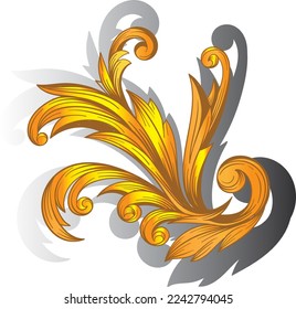
aislamiento de desplazamiento del marco de ornamento dorado sobre blanco
