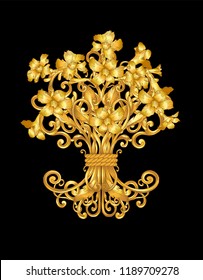 gold ornament on black