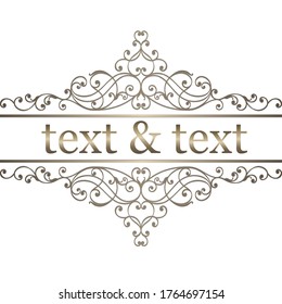Gold ornament on a white background. Luxurious luxury design for labels, badges, frames, logo, packaging. 