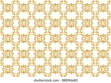 Gold ornament pattern in Classic damask style. Background for  weddings, ceremonies, party, dress code, certificates. Vector