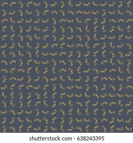 Gold ornament seamless pattern. Golden vector print on gray background for design invitation, card, wallpaper or fabric.