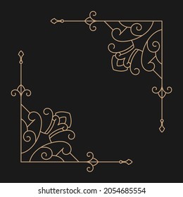 Gold ornament vector corner frame vintage style. - Vector.