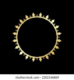 Gold ornamental circular pattern on black background. Card template design. Vector illustration.