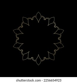 Patrón circular dorado sobre fondo negro. Diseño de plantilla de tarjeta. Ilustración vectorial.