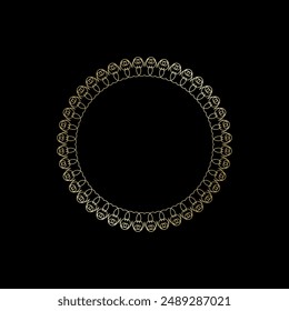 Patrón circular ornamental dorado sobre fondo negro. Diseño de Plantilla de tarjeta. Ilustración vectorial.