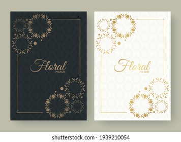 Gold ornamental decorative floral frame card background