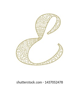 gold and ornamental letter e, vector