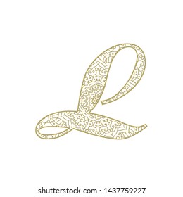 gold and ornamental letter l, vector