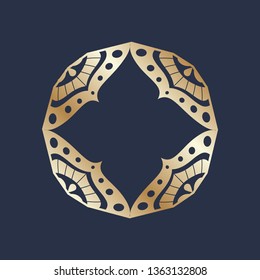 gold ornamental logo frame, mandala like.  
