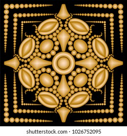 Gold ornamental pattern in abstract floral style