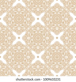 Gold ornamental seamless pattern. Vintage, paisley elements. Ornament. Traditional, Ethnic, Turkish, Indian motifs. Great for fabric and textile, wallpaper, packaging or any desired idea