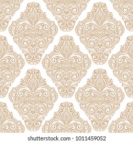 Gold ornamental seamless pattern. Vintage. Elegant classic texture. Damask, Victorian, Baroque, paisley elements. Great for fabric and textile, wallpaper, packaging or any desired idea.