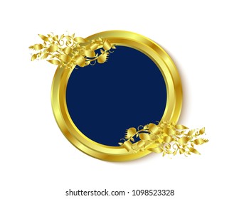 Gold ornaments sticker blue