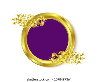 Gold ornaments sticker purple