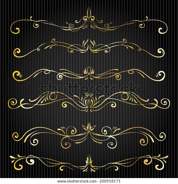 gold ornate design set of aged victorian vector\
dividers and frame fingers drawn gold ornate design line nails\
fingers medieval edge treasure drawn architectural darkness rich\
beauty set art curve dec