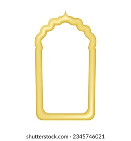 Gold outline of an arabic window. Vector illustration.