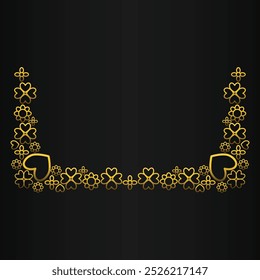 gold outline flower ornament design on black background