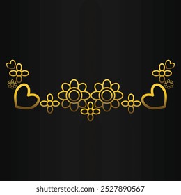 gold outline flower ornament design on black background