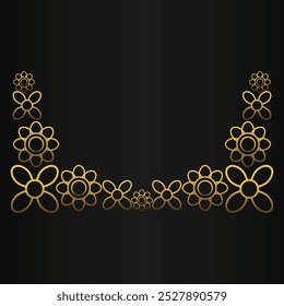 gold outline flower ornament design on black background