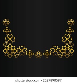 gold outline flower ornament design on black background