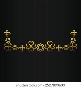 gold outline flower ornament design on black background