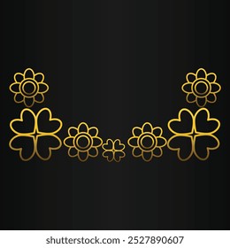 gold outline flower ornament design on black background