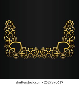 gold outline flower ornament design on black background