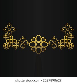 gold outline flower ornament design on black background