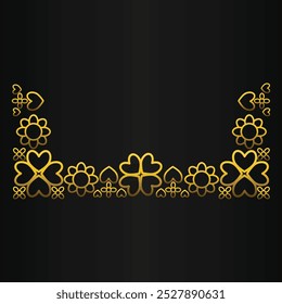 gold outline flower ornament design on black background