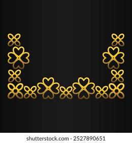gold outline flower ornament design on black background