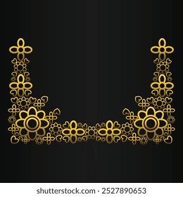 gold outline flower ornament design on black background