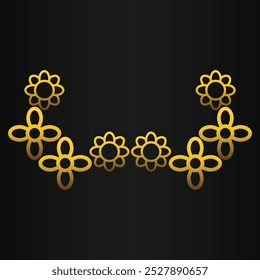 gold outline flower ornament design on black background