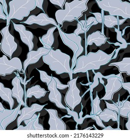 gold outline foliage botanical vector seamless pattern