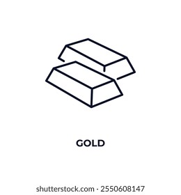 gold  outline icon. Linear vector from cryptocurrency concept. Thin line gold  icon isolated on white background