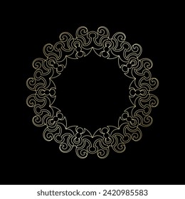 Goldenes Umriss-Rundmuster auf schwarzem Hintergrund. Kartenvorlagendesign. Vektorgrafik.