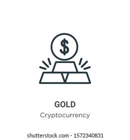 Gold outline vector icon. Thin line black gold icon, flat vector simple element illustration from editable economyandfinance concept isolated on white background