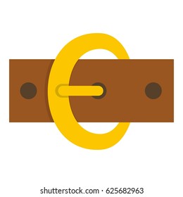 Gold oval buckle icon flat isolated on white background vector illustration