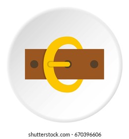 Gold oval buckle icon in flat circle isolated vector illustration for web