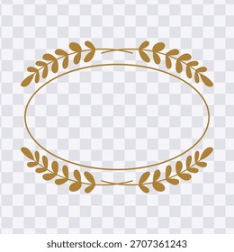 Gold Oval Frame Border With Leaves Wedding Decoration Illustration. Vector illustration.