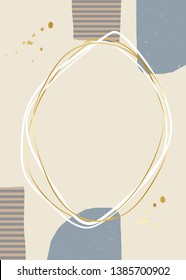 Gold oval frame on background vector