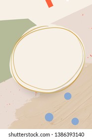 Gold oval frame on background vector