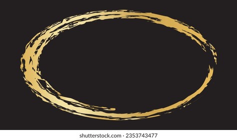 Gold oval frame on a dark background. Premium design template. Luxury style. Vector illustration