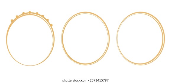 Gold oval sign set isolated on white background vector.