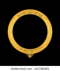 Gold Oval vintage picture frame on black 