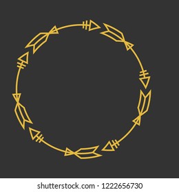 Gold over black circle arrow frame design graphic vector element