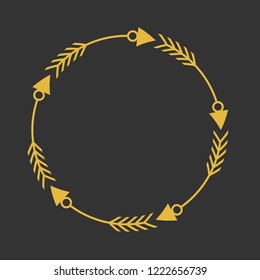 Gold Over Black Circle Arrow Frame Design Graphic Vector Element