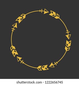 Gold over black circle arrow frame design graphic vector element