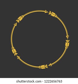 Gold over black circle arrow frame design graphic vector element
