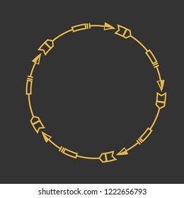 Gold over black circle arrow frame design graphic vector element