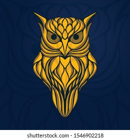 gold owl mascot design vector